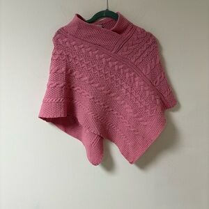 Aran crafts Girls Irish Cable Knit Soft Cape Pink Large